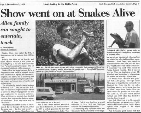 Snakes Alive - 2009 Retrospective Article (newer photo)